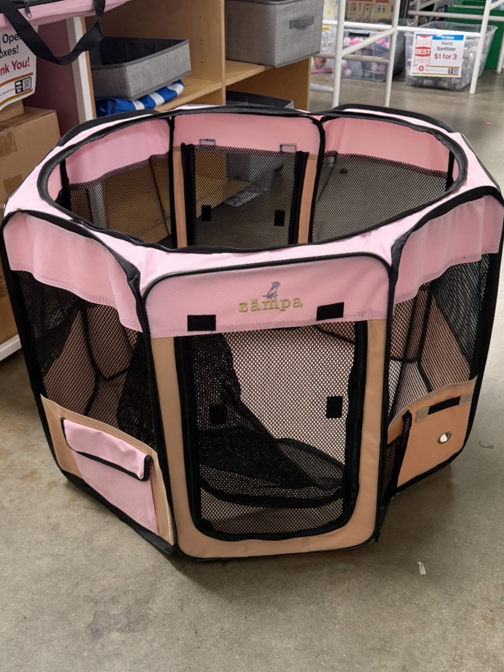 Zampa NEW Pink & Tan Small Pet Playpen Dog & Cat Portable Exercise Pen w/Bag
